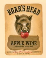 BOARS HEAD APPLE WINE PETERSBURG VA UNUSED LABEL