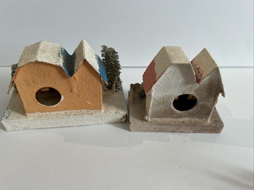 Lot Of 2 VINTAGE PUTZ Christmas House & Church JAPAN GLITTER Cardboard - Picture 9 of 12