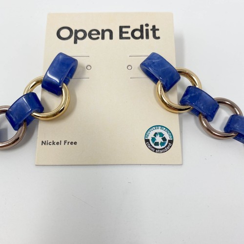 OPEN EDIT Link Drop Earrings In Blue Goldose Gold NEW - Picture 3 of 4