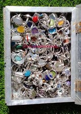 Purple Turquoise  Mix Gemstone 925 Sterling Silver Plated 10Pcs Rings Lot 5FR-2