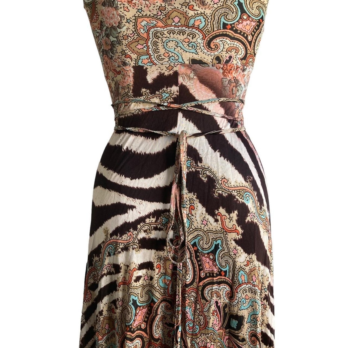 class by roberto cavalli 00s zebra & floral maxi dress | eBay