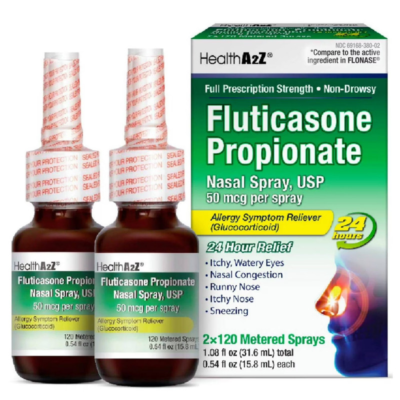 HealthA2Z Fluticasone Propionate Nasal Sprays 24 Hour Allergy Relief - 240 Spray
