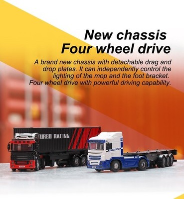 Turbo Racing C50-WHITE 1/76 RC Semi-Truck 4WD On-Road RTR w/Radio
