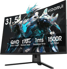 32 Inch Curved Gaming Monitor, QHD 2560 X 1440 170Hz Computer Monitor, 1Ms Respo