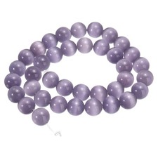 38pcs Light Violet Cat's Eye Stone Beads 10mm Round Crystal Loose Bead