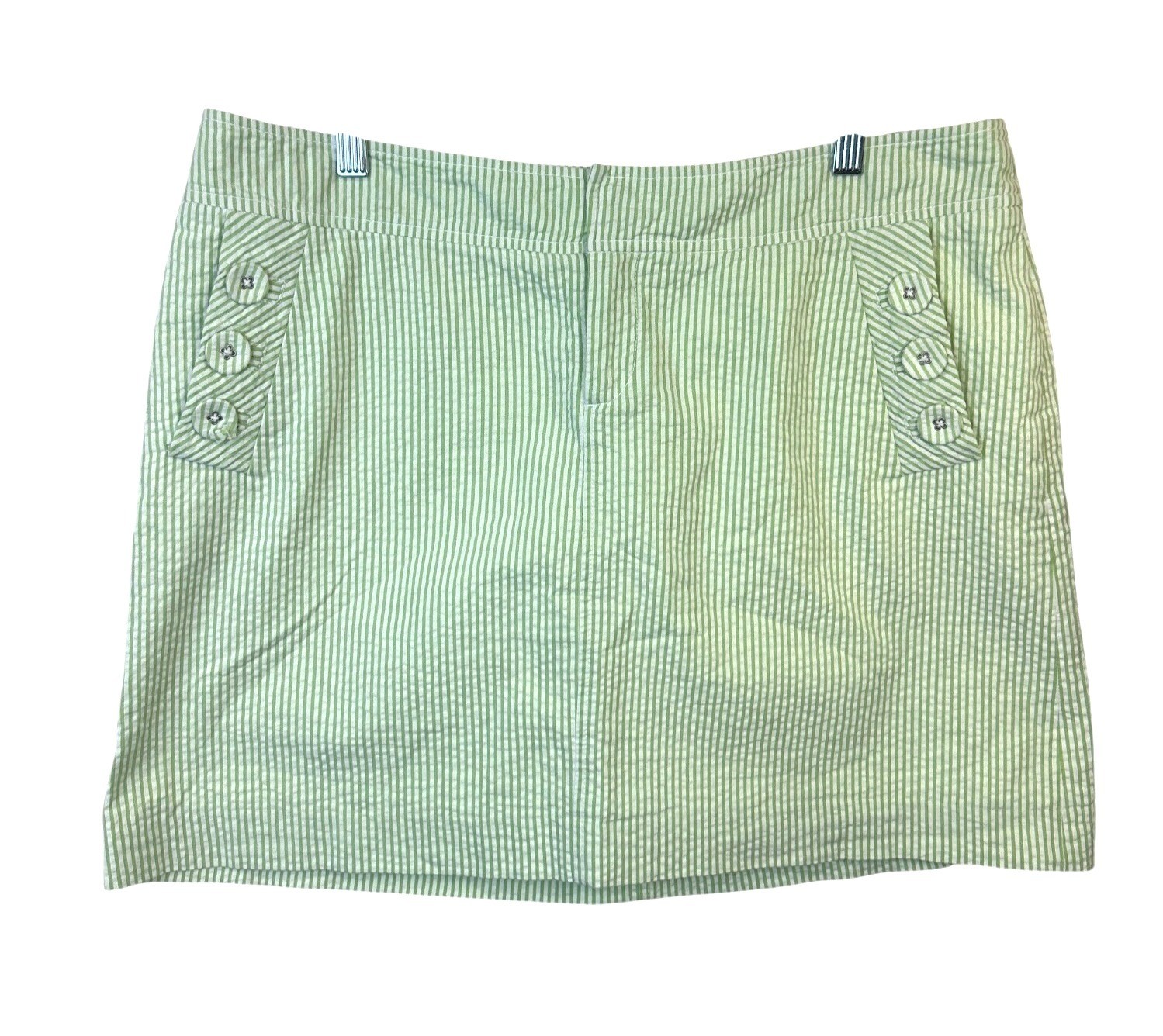 Lilly Pulitzer Courtland Seersucker Skirt Womens Size 10 White Green Striped