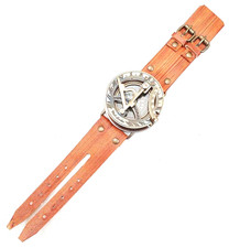 personalisierte Sonnenuhr Antik Messing Maritim Kompass Lederarmband
