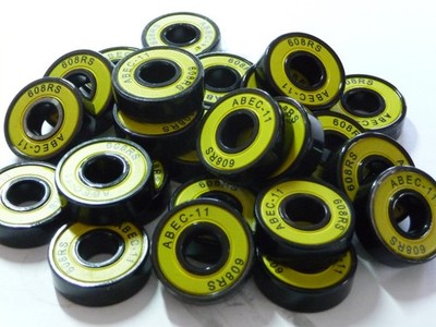 ** 8x ABEC11-Kugellager 608-2RS.ABEC11- black/yellow - .. 8x22x7mm ..** NEU **