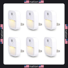 Uigos 6-Pack LED Night Lights with Dusk to Dawn Sensor, Warm White Glow