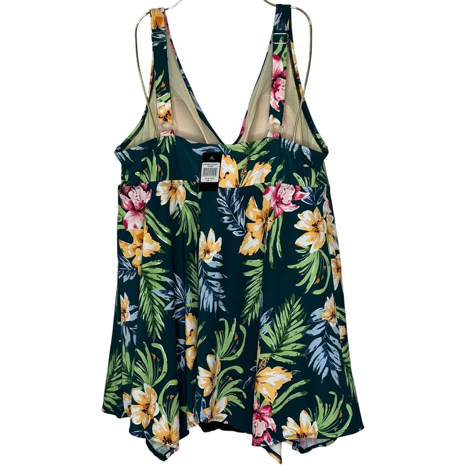Vestido de baño Avenue para mujer talla 18 cuervo estampado floral cuello en V tankini Foto 2 de 4