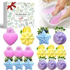 Christmas Foot Soak Bombs 16 Pack with Tea Tree Oil Bath Salts for Callus Odor