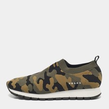 Prada Multicolor Camouflage Stoff Slipper Sneaker Größe 38