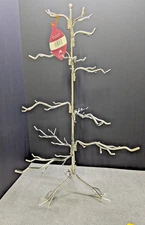 Metal  Ornament Holder Display Tree Silver Plated Tabletop  26" Jewelry Display