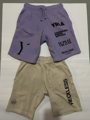 Young & Reckless Men's Printed Casual Shorts Set Of 2 Purple & Beige size S