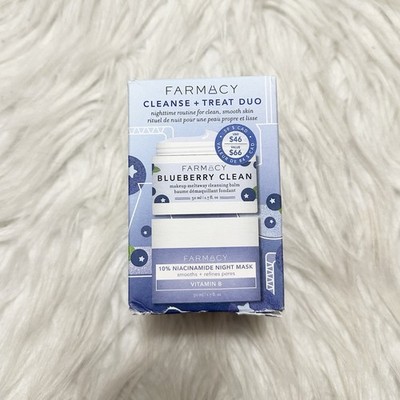 Farmacy Cleanse & Treat Duo. Blueberry Clean & Facial Mask New In Box. Free Ship