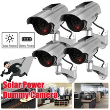 4x Solar Power Dummy CCTV Camera LED security Light Floodlight For Home Garden