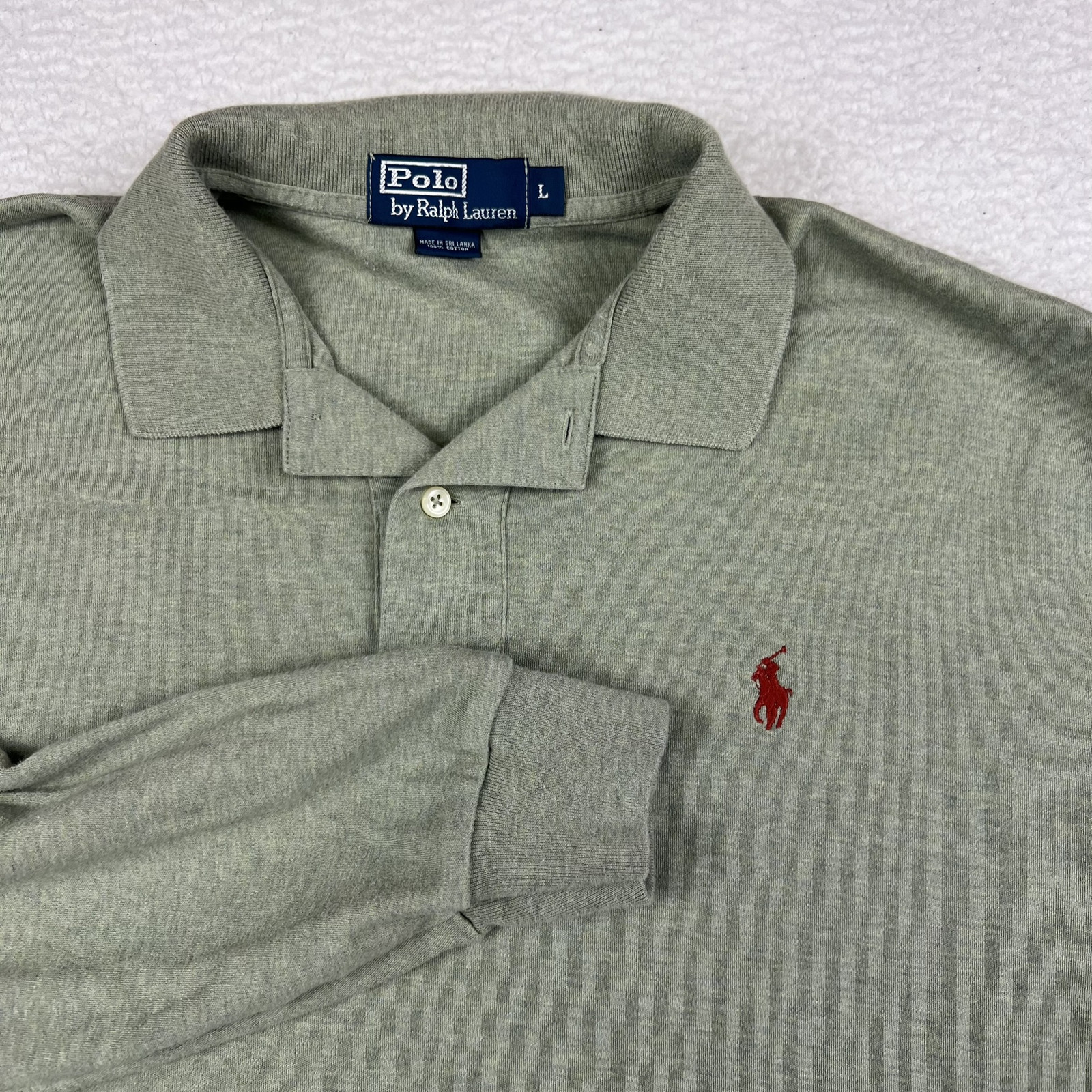 Polo Ralph Lauren camicia uomo grande manica lunga verde rosso pony logo classico