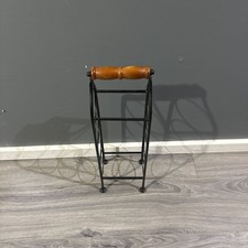 Narrow Black Metal Wine Rack With Wood Handle /details in Description - ,