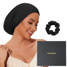 Mulberry Silk Bonnet for Sleeping Women Men, Real Silk Lined Sleep Cap with A...