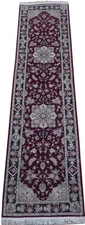 2' x 10' Red Sino Wool & Silk Runner Rug 21568