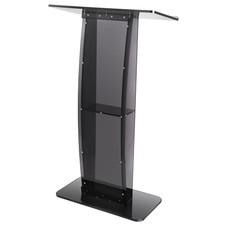 Acrylic Podium Stand 47" with Shelf, Black for Church Office School