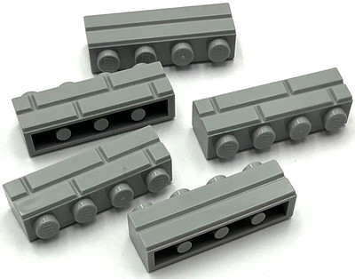 Lego 5 New Light Bluish Gray Bricks Modified 1 x 4 with Masonry Profile Pieces