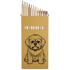 12 x 'Shih Tzu Dog' Long 178mm Coloured Pencils / Pencil Set (PE00089421)