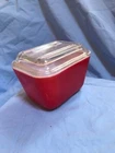Vintage Pyrex Red Glass Refrigerator Dish Container with Lid