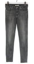 LEVI's 711 Skinny Jeans Women's W26/L32 Fade Effect Whiskers Zip Fly Gray Logo
