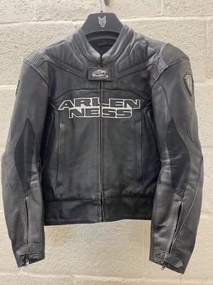 Arlen Ness 5080 Schwarz Leder Motorrad Jacke 38'' Brustumfang XS