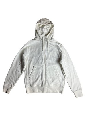 Nike Sportswear Club Fleece Men's Full-Zip White Hooded Jacket Hoodie Size S NWT