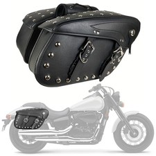 Motorcycle Saddlebags Studded Rivet 30L Water-Resistant PU Leather Quick-Release