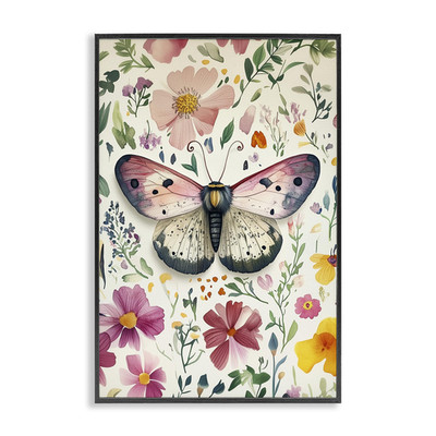 Stupell Industries Botanical Butterfly Herbs Black Framed Giclee Art Design By