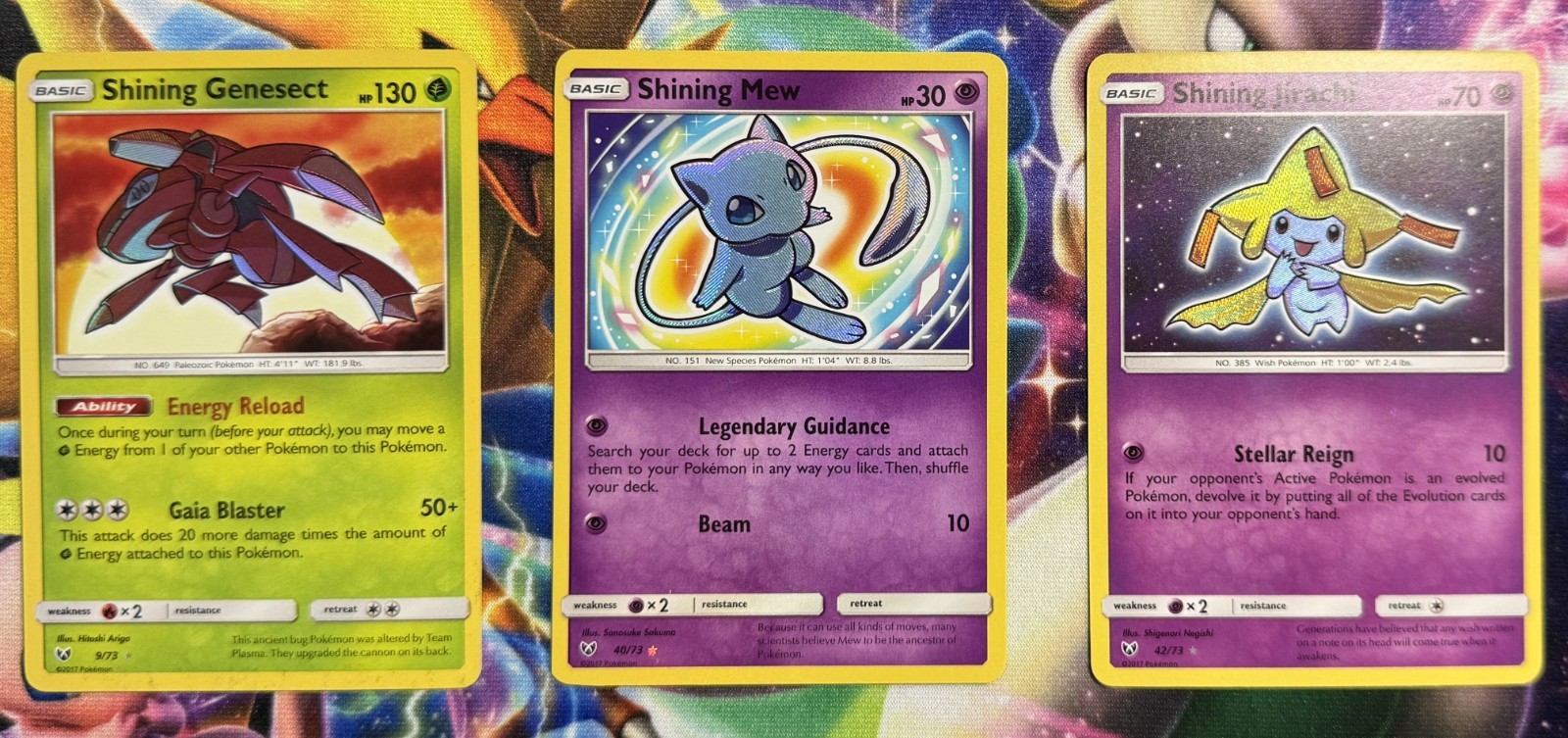 Pokemon TCG - Shining GENESECT 9/73, Shining MEW 40/73, Shining JIRACHI 42/73 LP