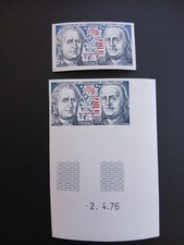 France Yt 1879 Indépendance US variété non dentelé et essai de couleur neufs XX 