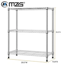 MZG 750 lbs 3 Tier Shelf Metal Wire Shelving Units Rack Shelves Steel Organizer