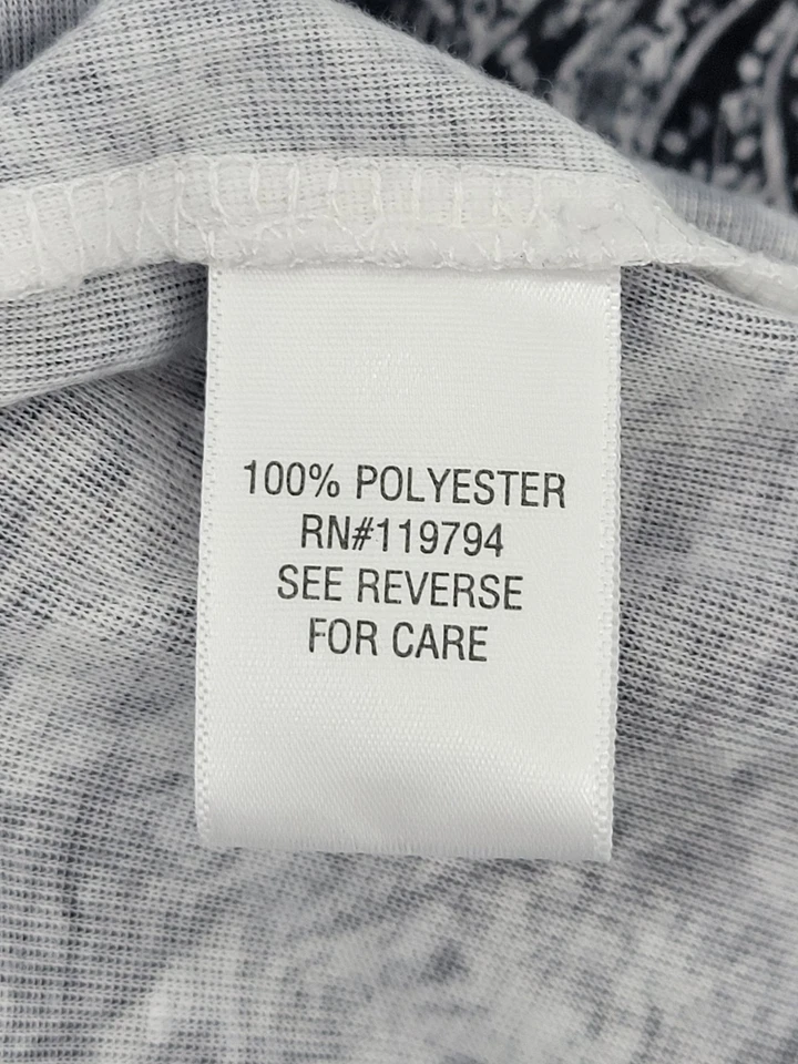 One World Unity Top Mujer XL Negro Blanco Estampado Artístico Poncho Superpuesto Tanque Forro Foto 4 de 4