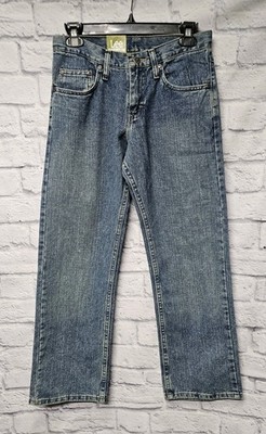 NWT LEE BOYS 14 REG RELAXED STRAIGHT LEG WORN LOOK ADJUSTABLE WAIST BLUE JEANS