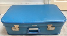 Vintage Vanguard Blue Suitcase Made In England 1960s Retro Prop Storage Decor