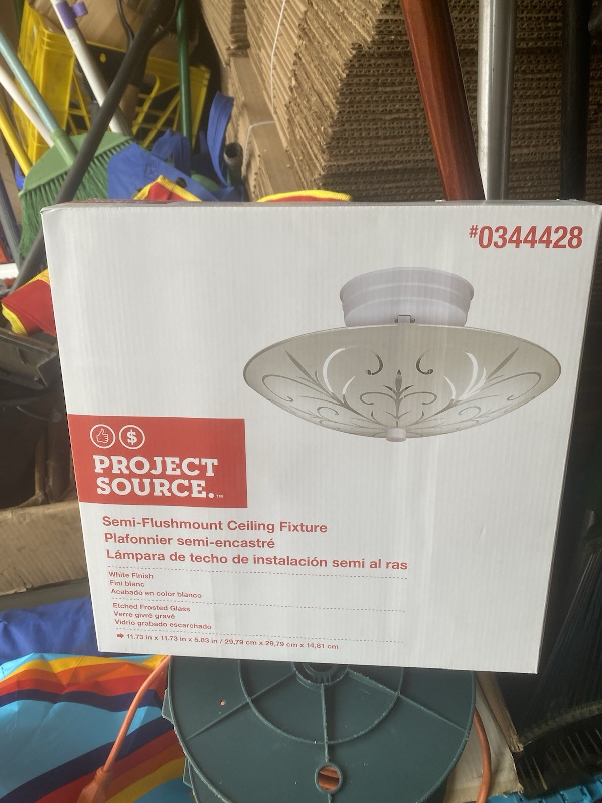 Project Source Semi-Flush Mount Ceiling Fixture - Frosted Glass #0344428