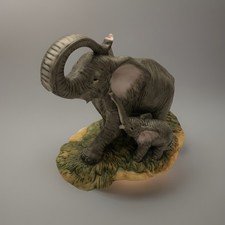 HOMCO  Elephant Mother & Baby Figurine #1410 Trunk Up Good Luck