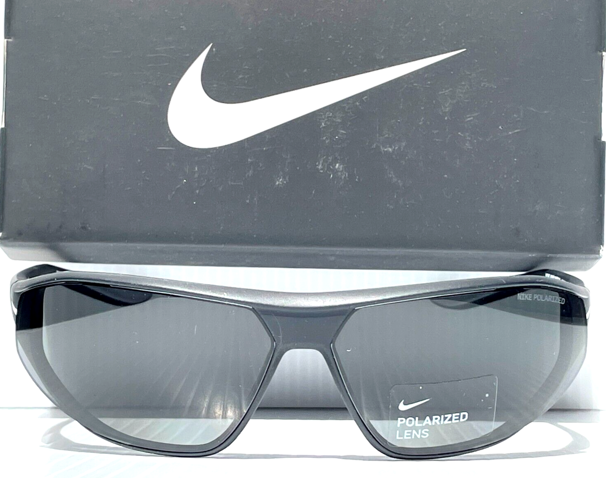 Nike AERO SWIFT Black & White POLARIZED Grey Lens Sunglass DQ0989