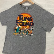Looney Tunes Space Jam Tune Squad Graphic T-Shirt Cartoon Movie Gray Size L