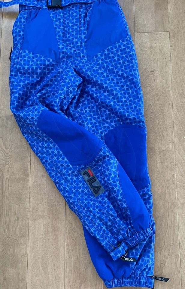 Mono vintage FILA TEAM ITALY babero azul nieve esquí esquí pantalones talla 10 para mujer Foto 3 de 4