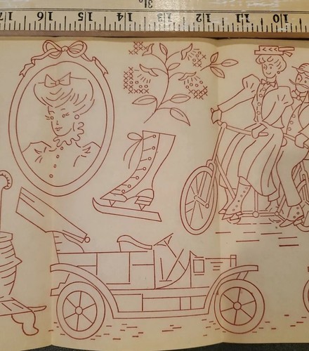 Vintage His & Hers Transfer Patterns MCM Needlework Sewing Iron On Bicycle Clock - Picture 5 of 10