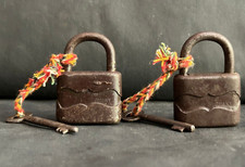 Rzadki stary vintage unikalny stary brązowy kolor 33mm miniaturowy zestaw zamków z 2,