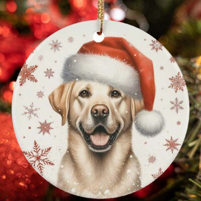 Merry Xmas Labrador Retriever Dog Santa Winter Christmas