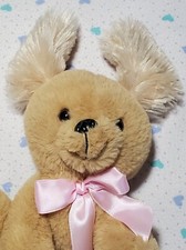7" Dan Dee Plush Puppy Dog Beige Pink Bow Super Soft Collector's Choice Stuffed