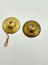 Vintage Solid Brass #12 Finger Cymbals Chimes Handmade India 1 pair