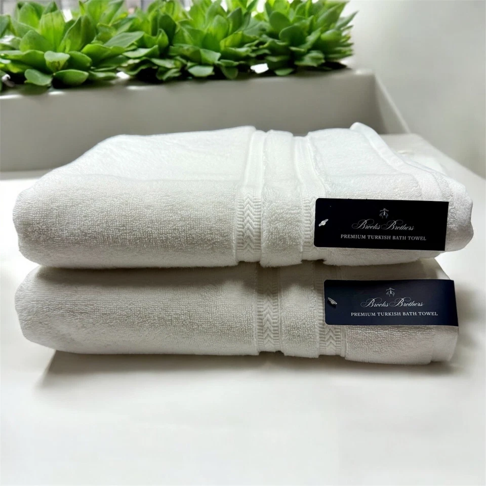 Brooks Brothers Premium Turcas 2 Toallas de Baño 100% Algodón Nuevas Foto 2 de 4